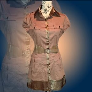 Twentyone Brown Button Down Belted Tunic Top